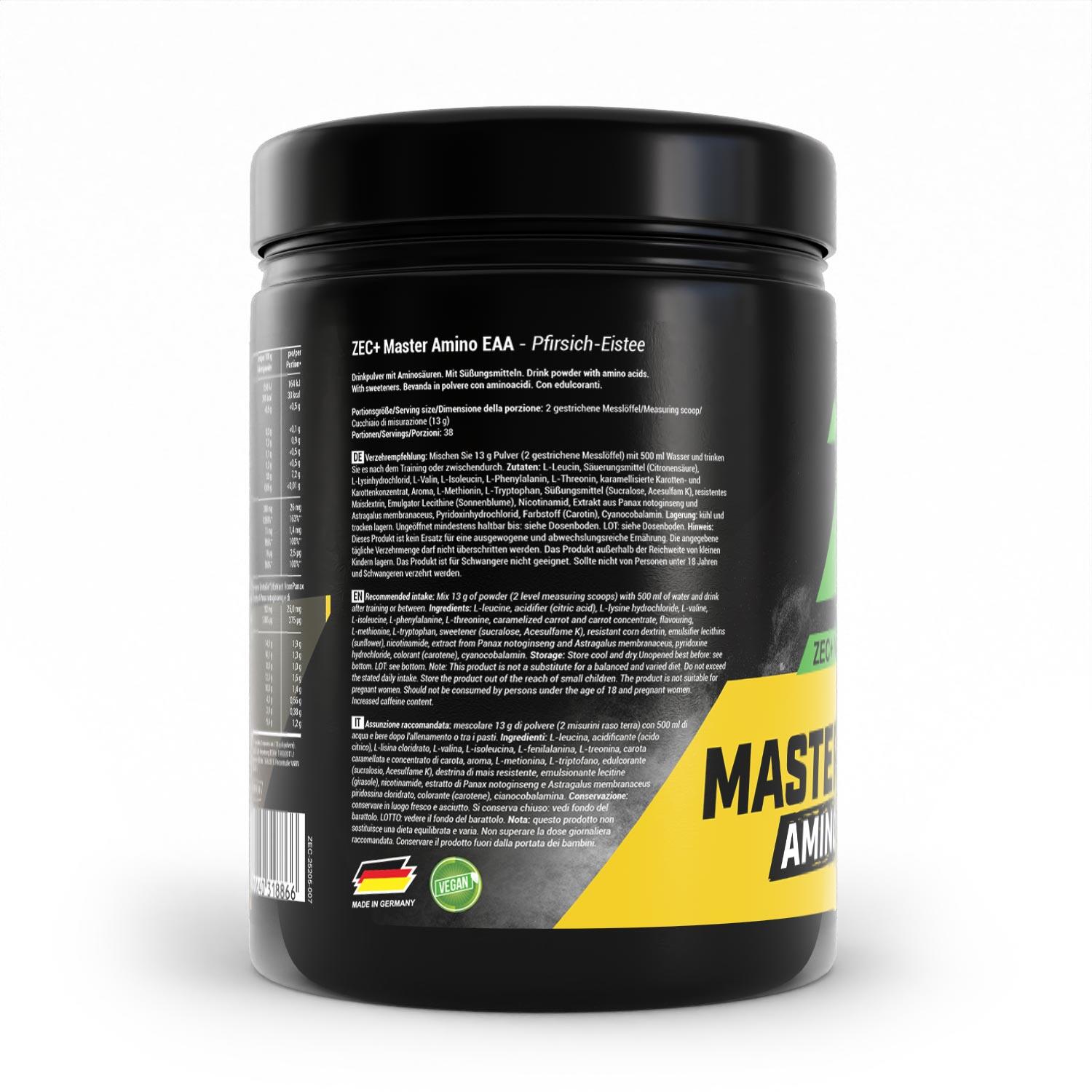 Zec+ Master Amino EAA Powder (500g) Peach Iced Tea - Acides aminés - EAA 3/4