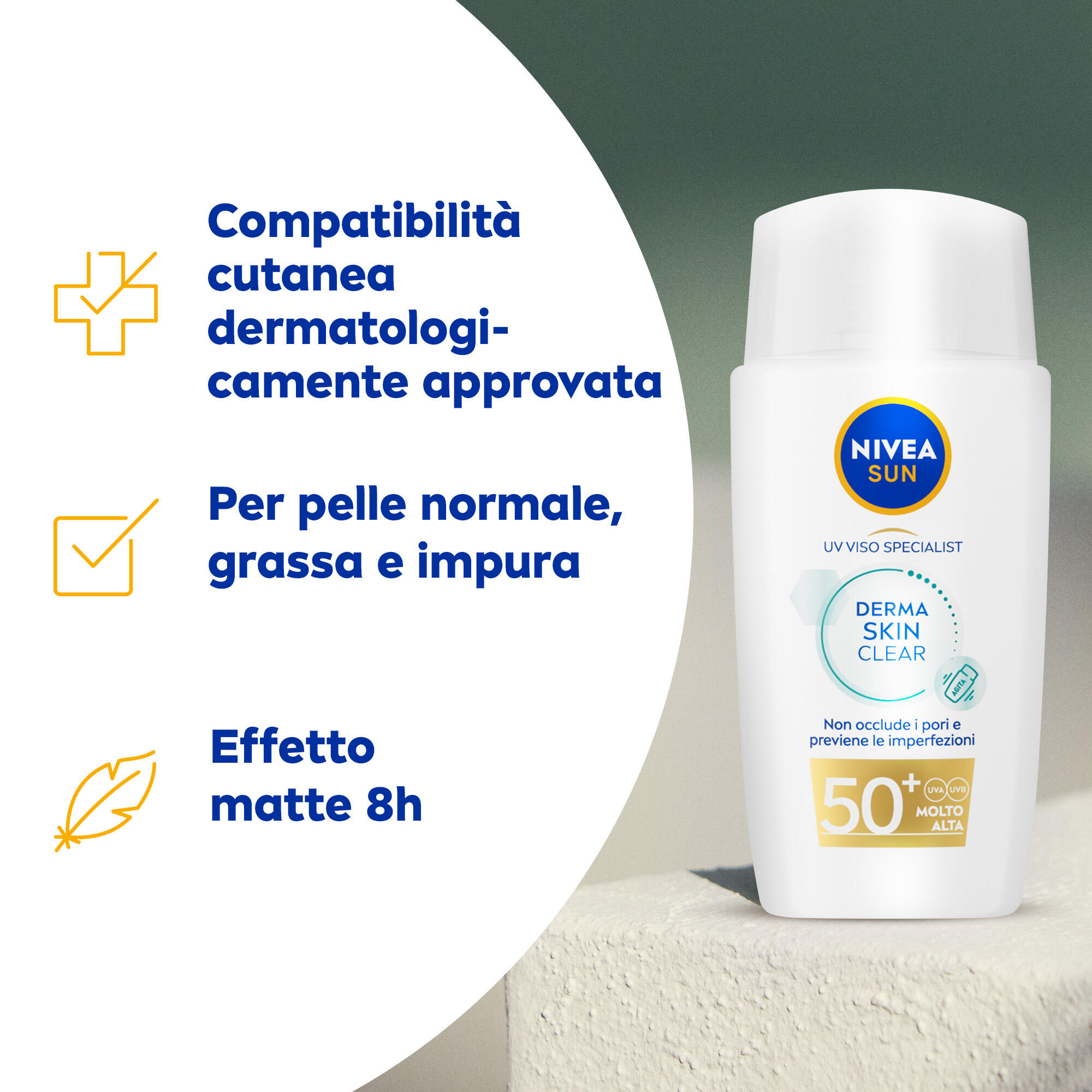 NIVEA NSUN UV Facial Dermaskin Clear SPF50+ 40ml 2/4