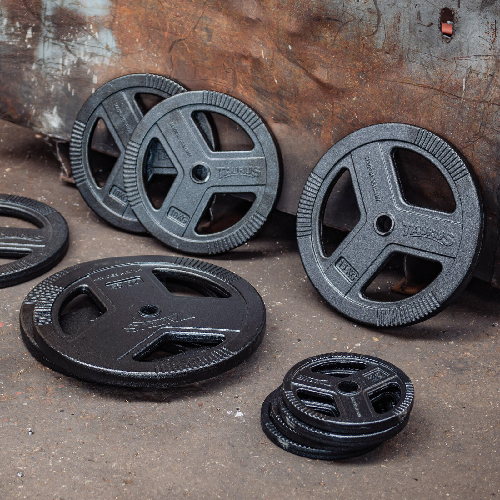 Taurus halterschijven 2x2,5 kg 30 mm rubber Made in Germany 3/4