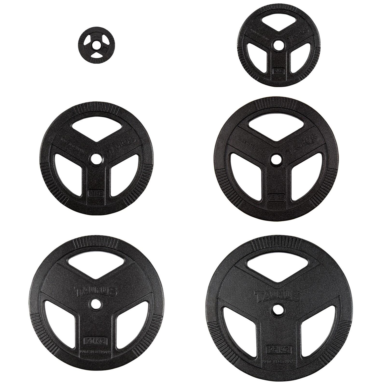Taurus halterschijven 2x2,5 kg 30 mm rubber Made in Germany 2/4