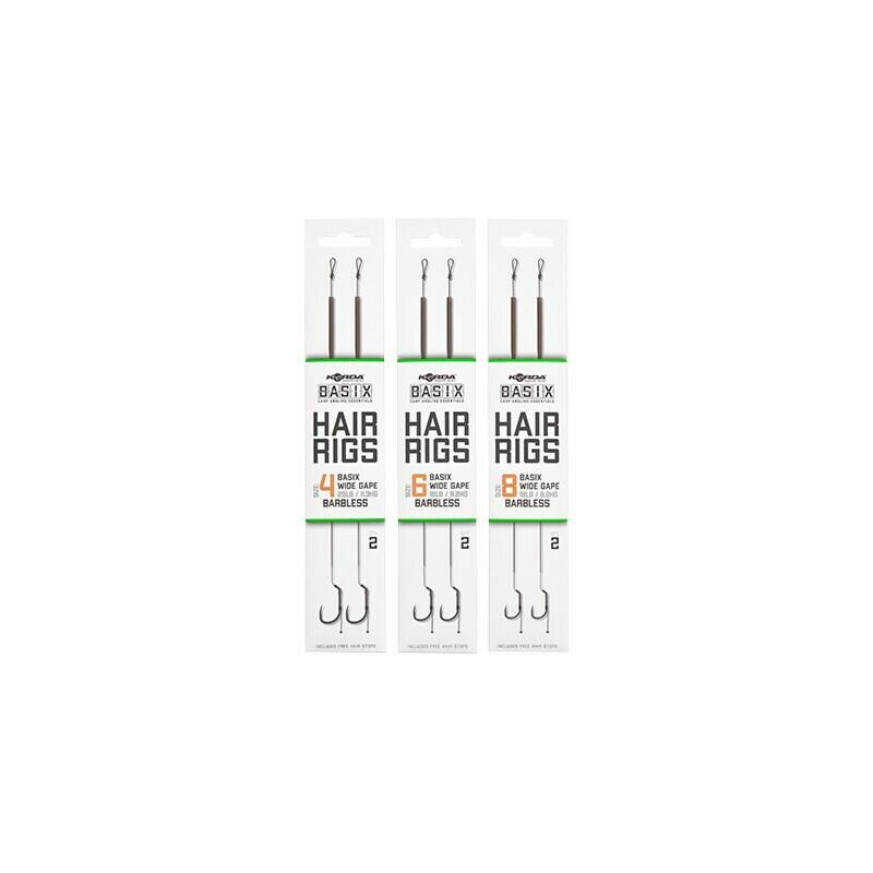 Set di 6 terminali Korda basix hair rigs wide gape barbless 2/4