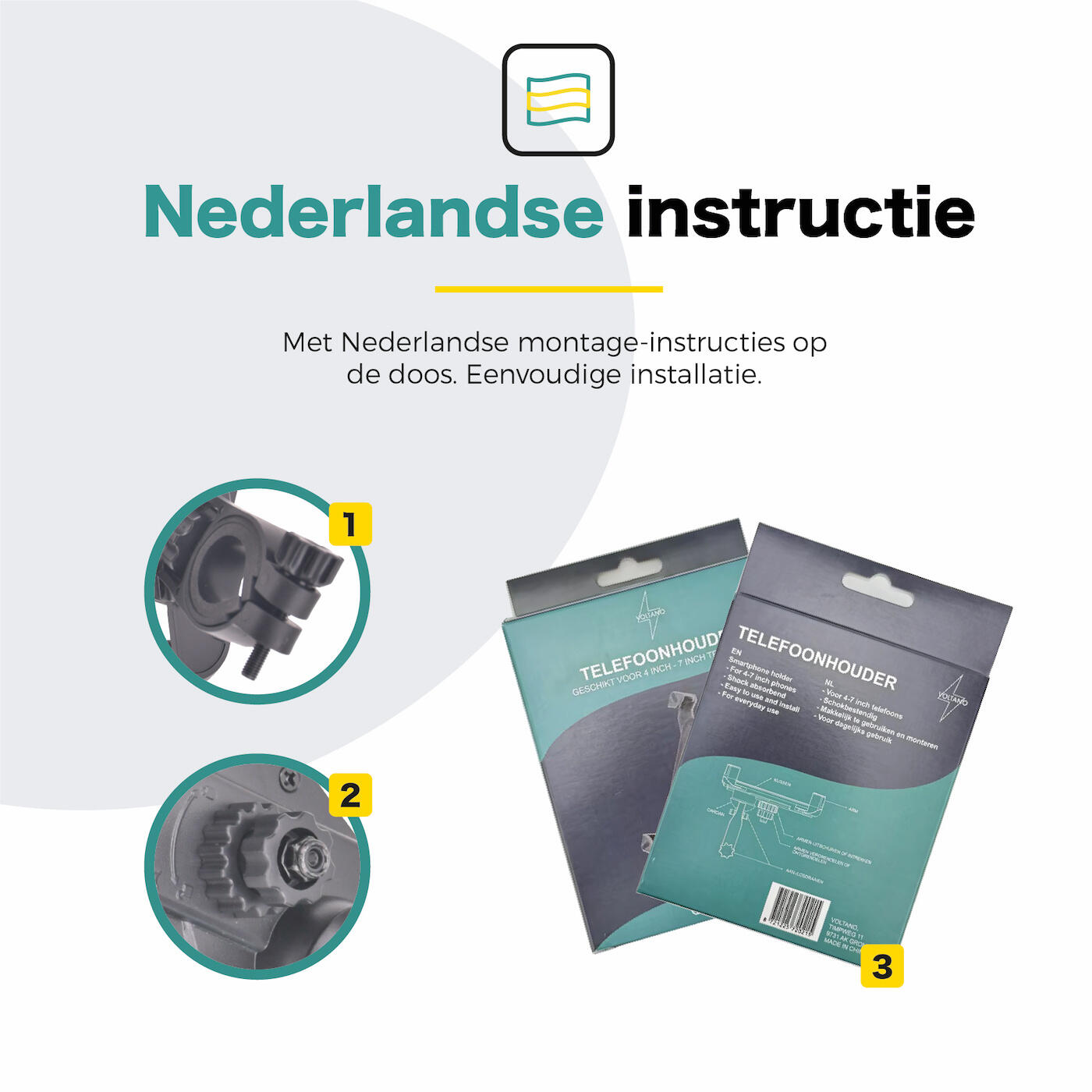 Voltano Telefoonhouder Fiets - 360 Graden Draaibaar - Zwart 7/7