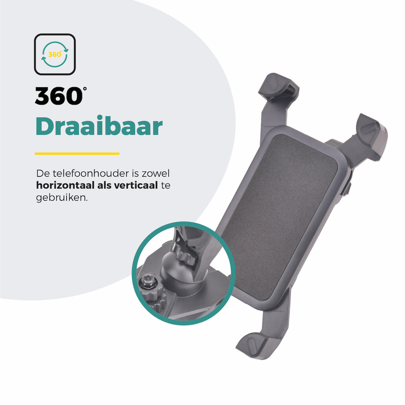 Voltano Telefoonhouder Fiets - 360 Graden Draaibaar - Zwart 5/7
