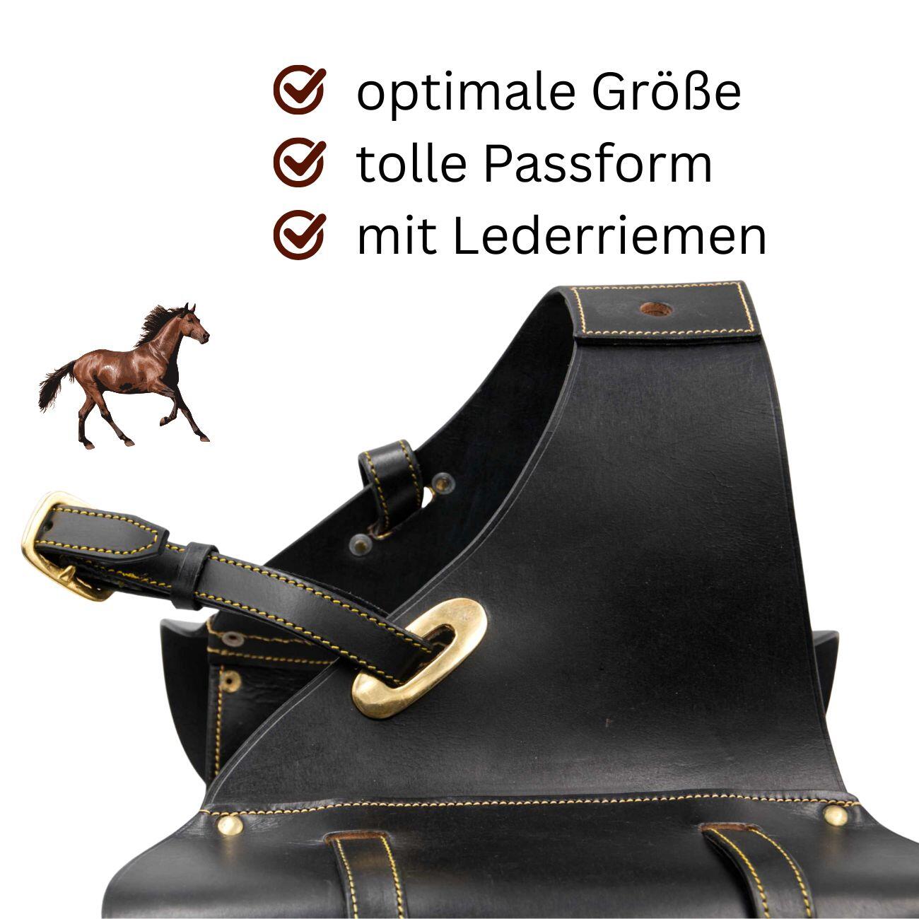 AMKA Satteltasche Packtasche aus Leder für Pferde doppelseitig 3/4