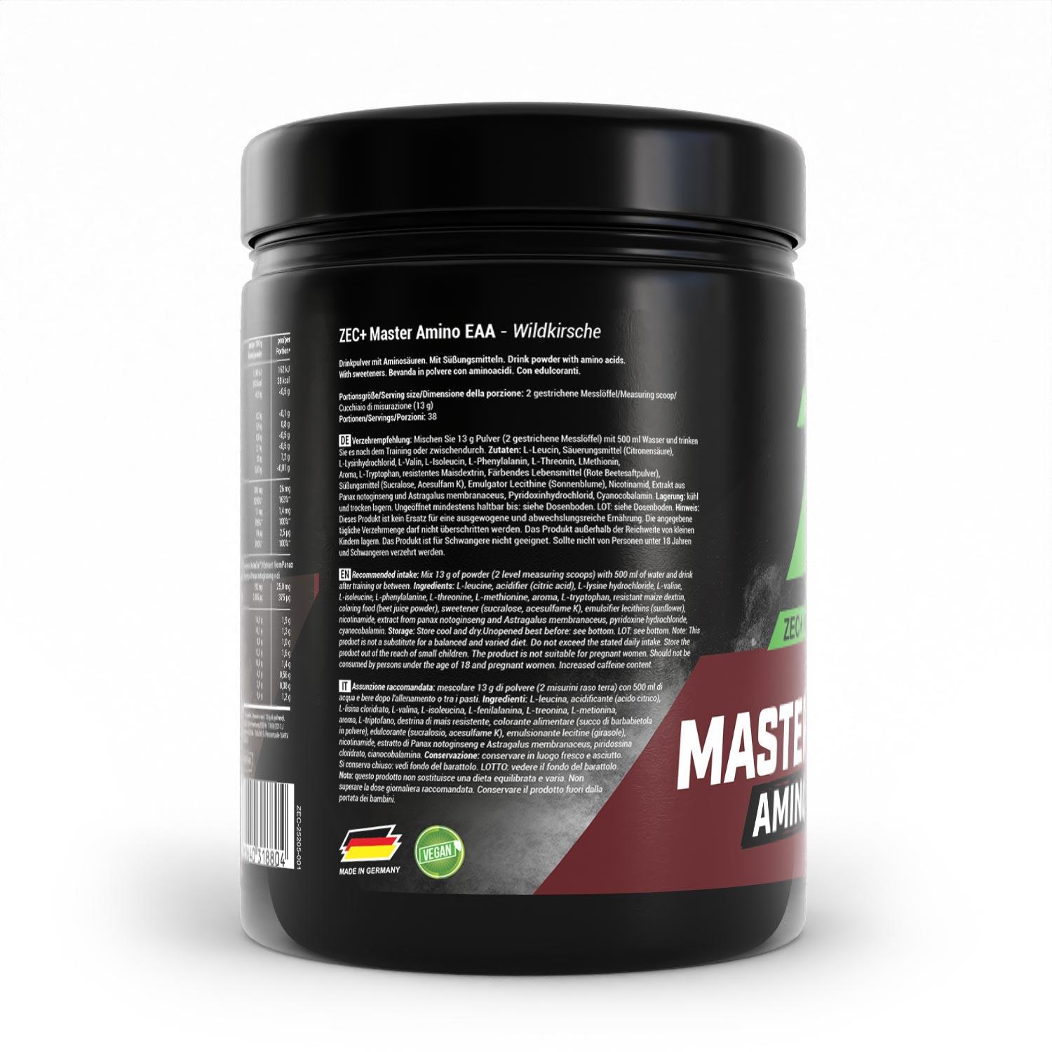 Zec+ Master Amino EAA Powder (500g) Wild Cherry - Aminoacidi - EAA 3/4
