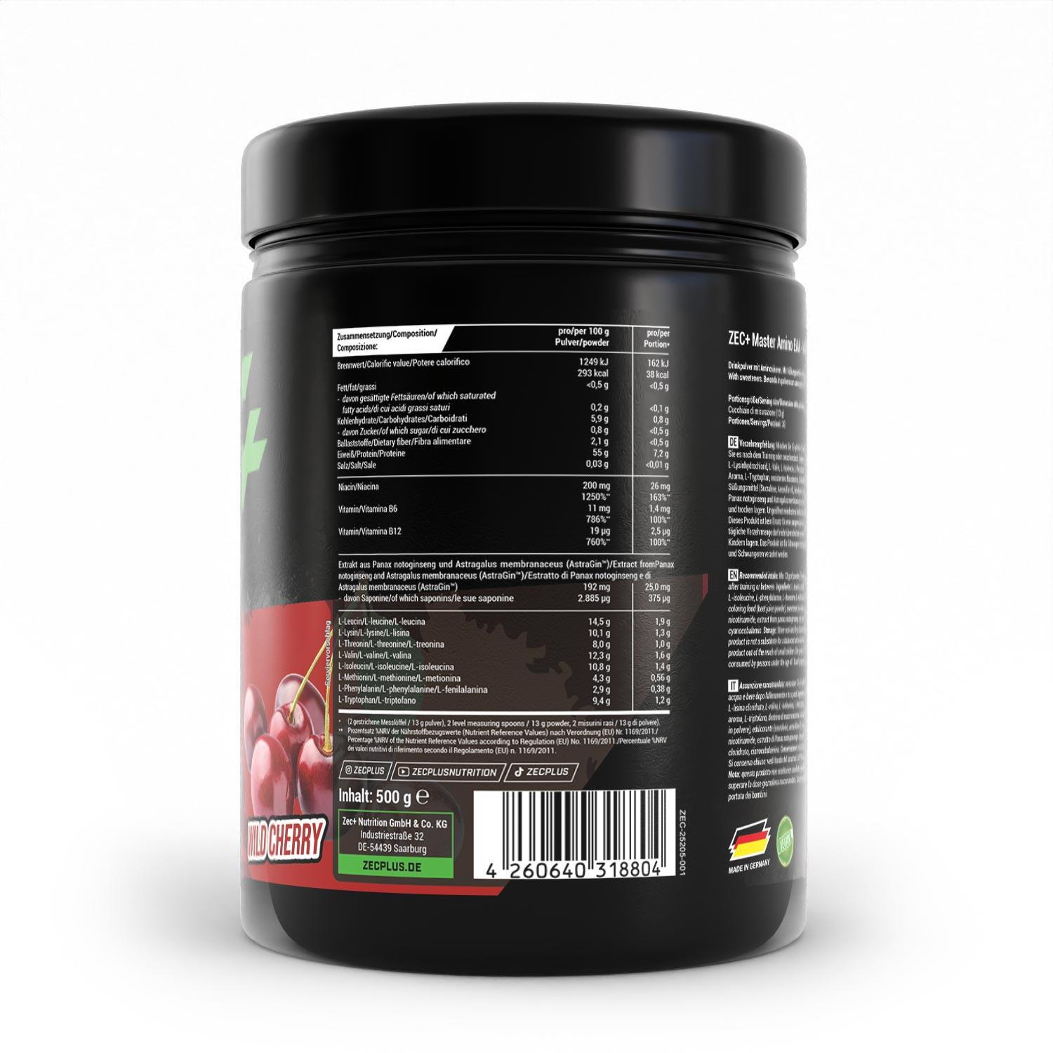 Zec+ Master Amino EAA Powder (500g) Wild Cherry - Aminoacidi - EAA 2/4