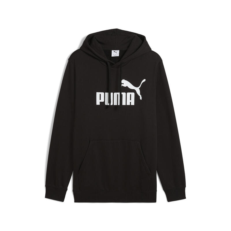Pulover alergare bărbați glugă, buzunar frontal Essentials No. 1 Logo, alb PUMA