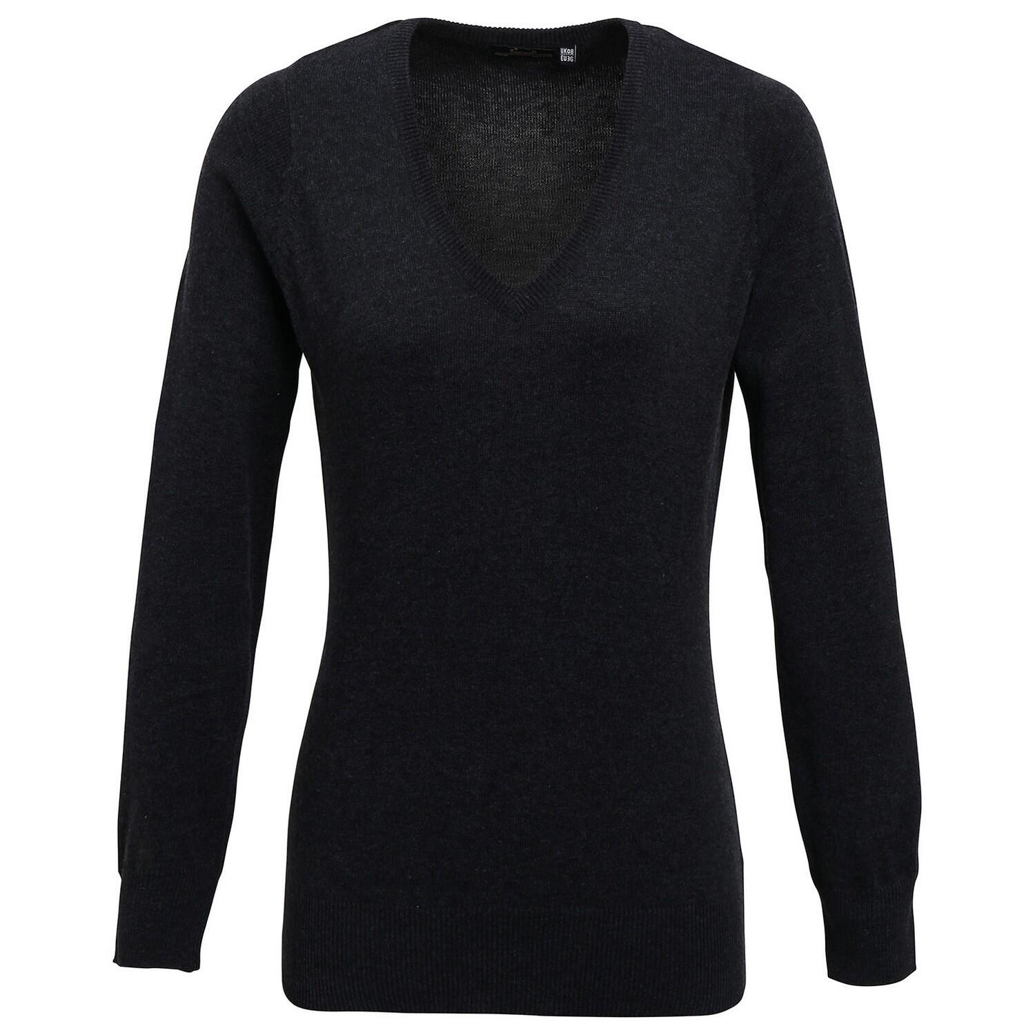 Premier Womens/Ladies Knitted Cotton Acrylic V Neck Sweatshirt