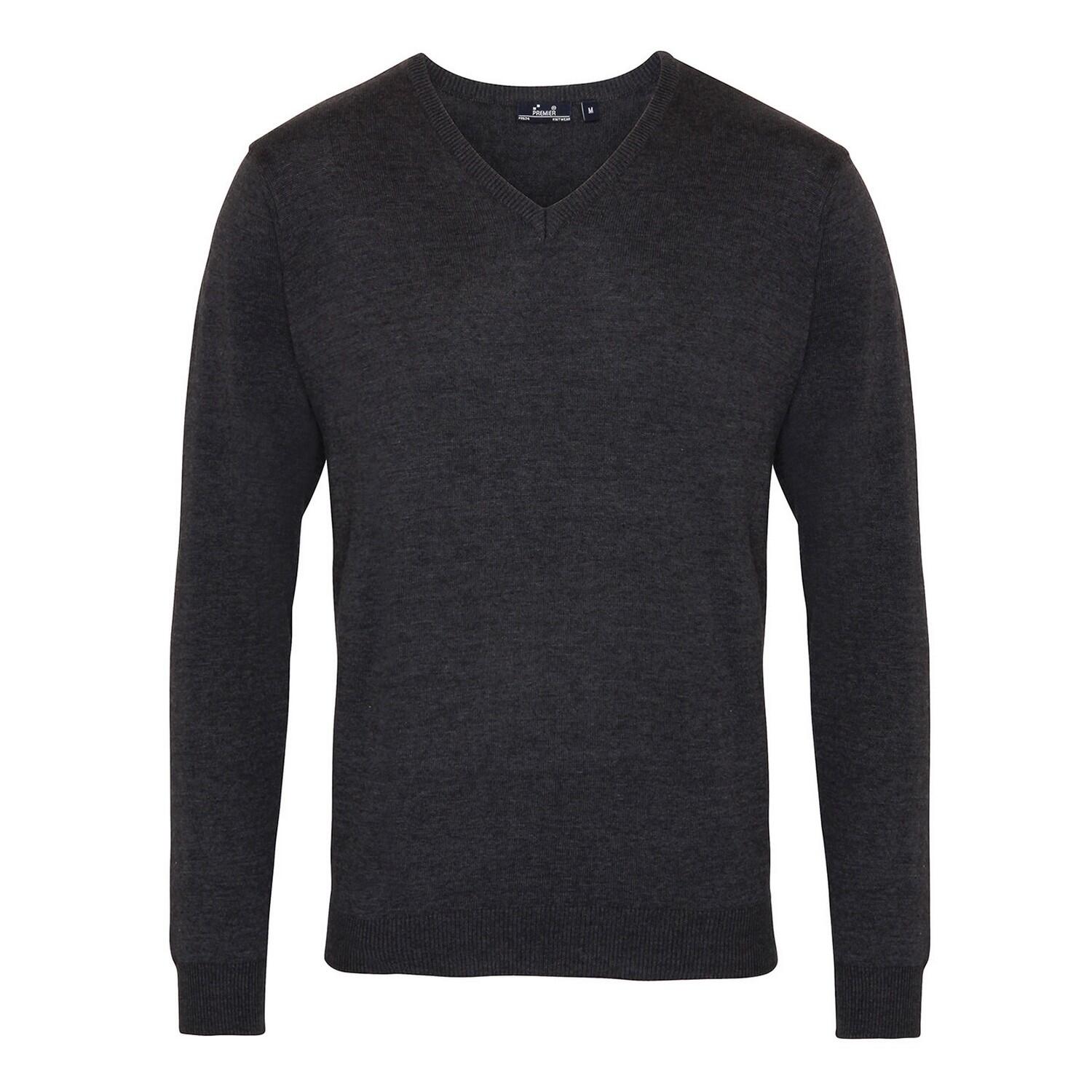 Premier Mens Knitted Cotton Acrylic V Neck Sweatshirt