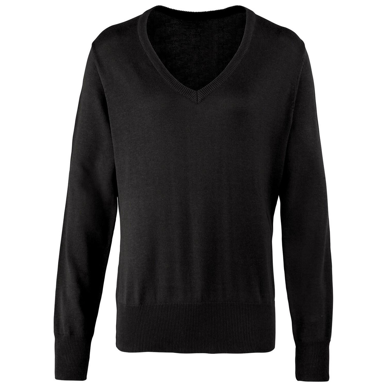 Premier Womens/Ladies Knitted Cotton Acrylic V Neck Sweatshirt
