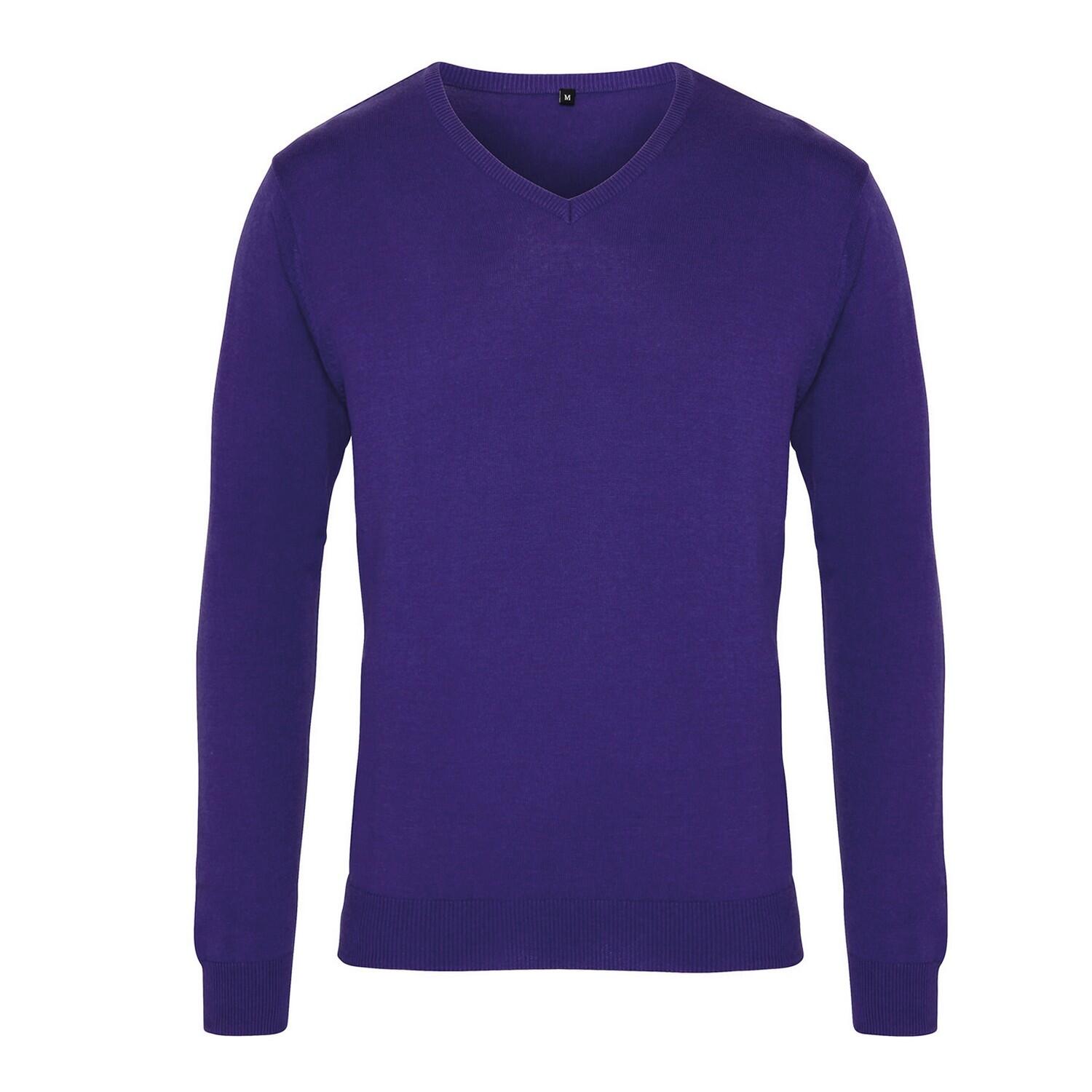 Premier Mens Knitted Cotton Acrylic V Neck Sweatshirt