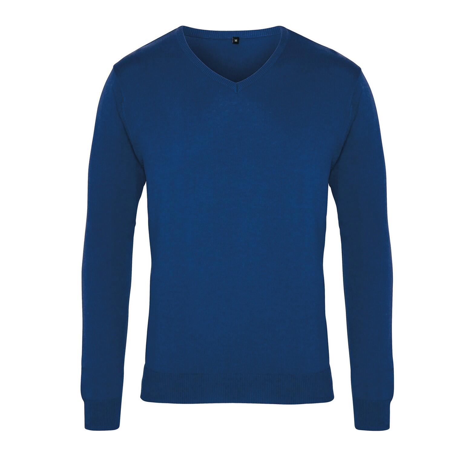 Premier Mens Knitted Cotton Acrylic V Neck Sweatshirt