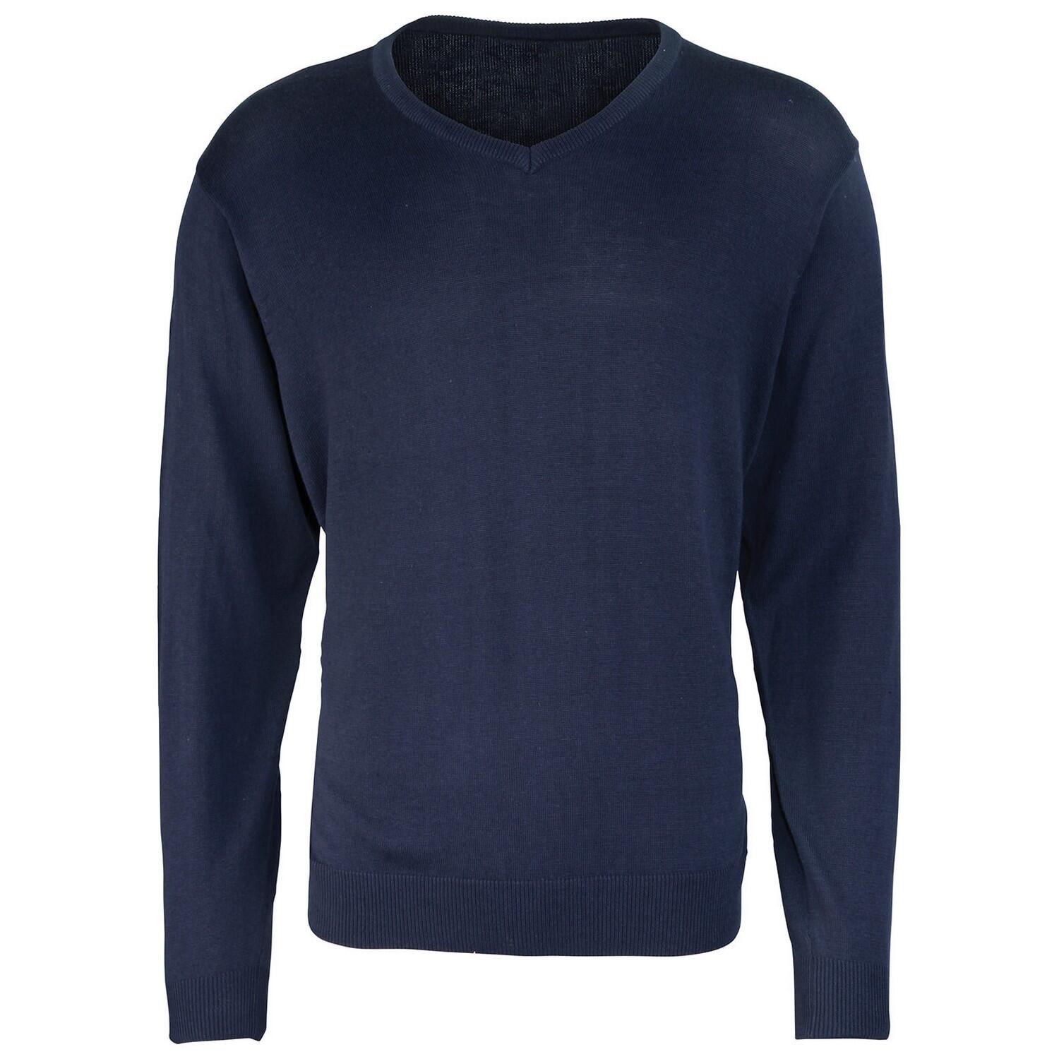 Premier Mens Knitted Cotton Acrylic V Neck Sweatshirt