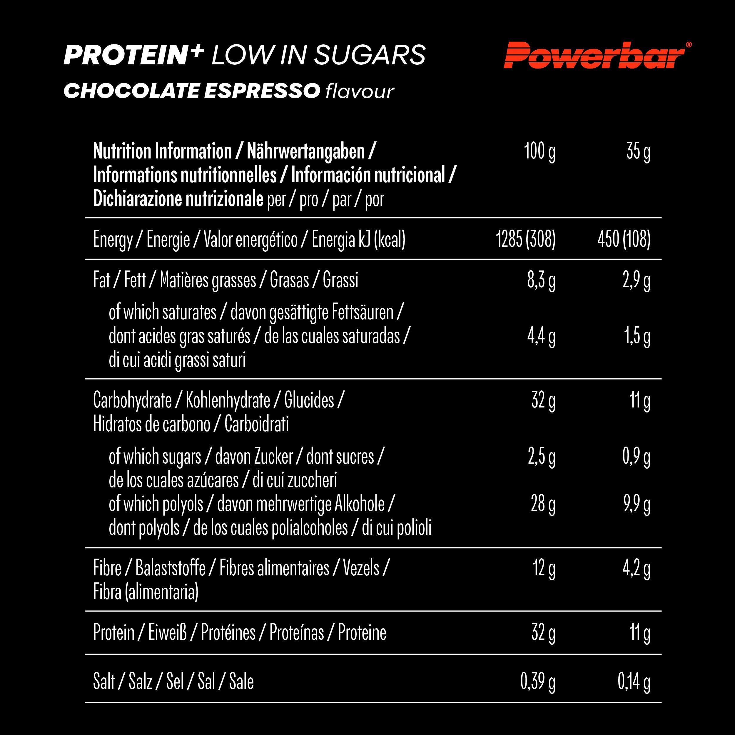 Barre protéinée PowerBar 35 g (lot de 16) - riche en protéines, faible sucre 5/7