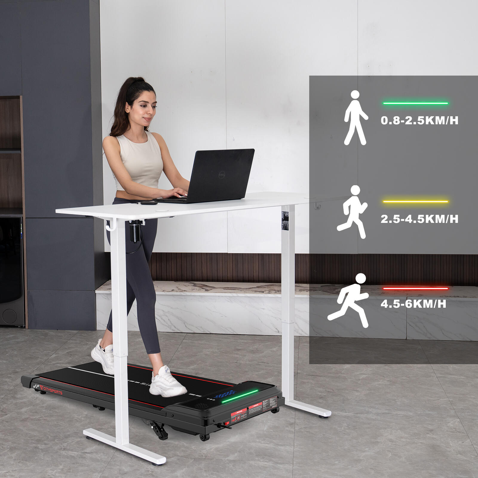 Tapis De Course Pliable Avec 4 Niveaux D'inclinaison – Moteur 3 CV, 14 Km/h, écran LED – Silencieux