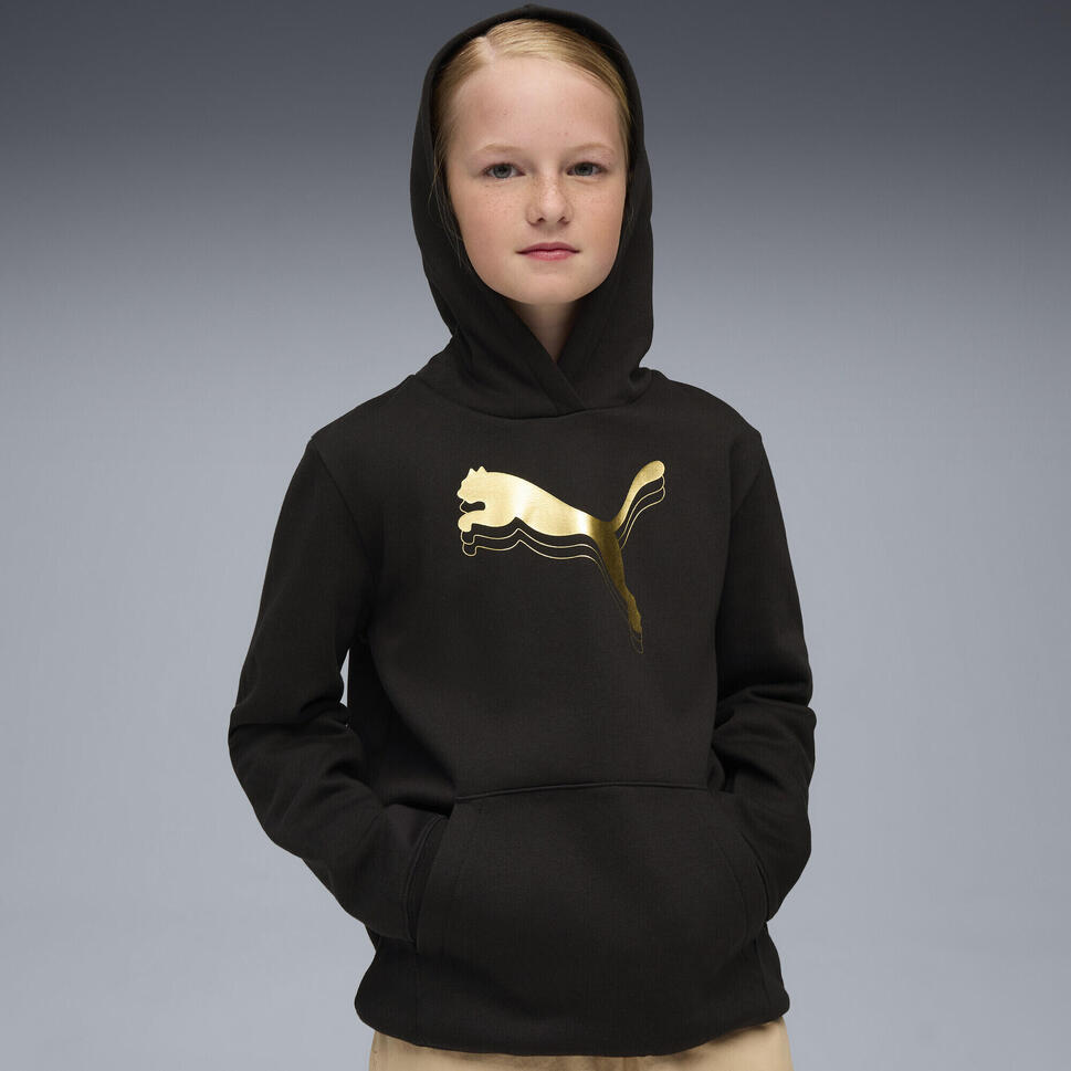 Młodzieżowa bluza z kapturem Essentials Metalic PUMA Black Metallic Gold
