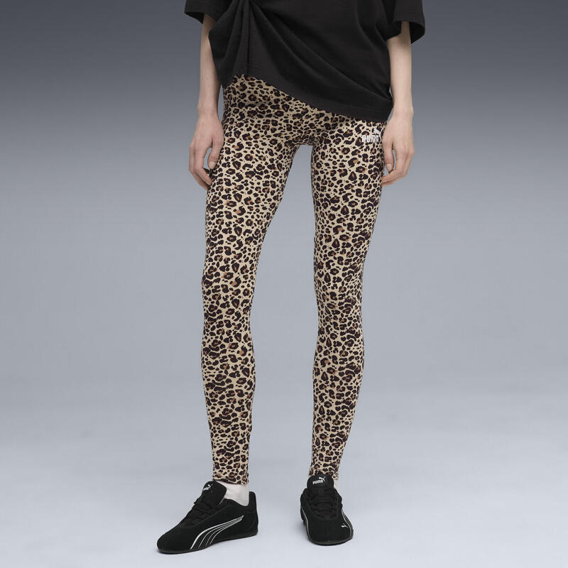Colanți fitness femei imprimeu animal, Essentials, negru PUMA