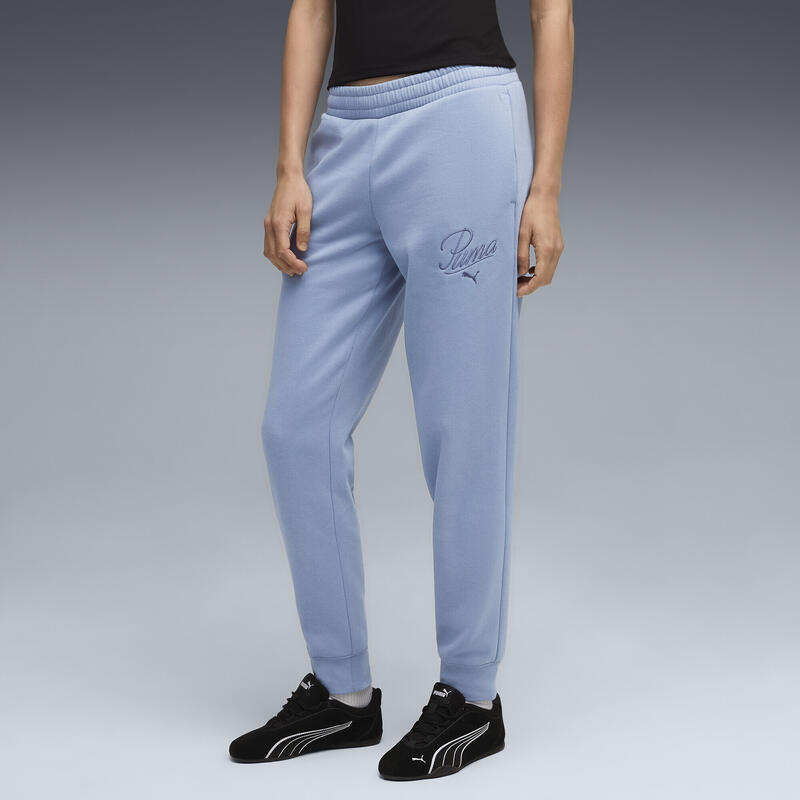 Damskie spodnie dresowe Essentials Script PUMA Cool Blue