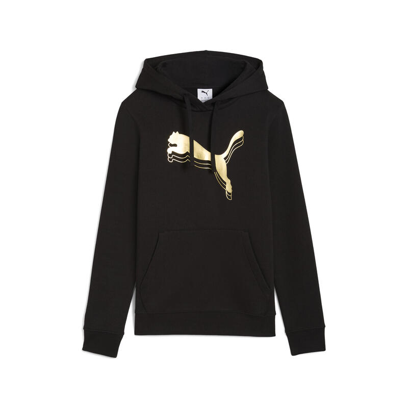 Damska bluza z kapturem ESS METALLIC PUMA Black Metallic Gold