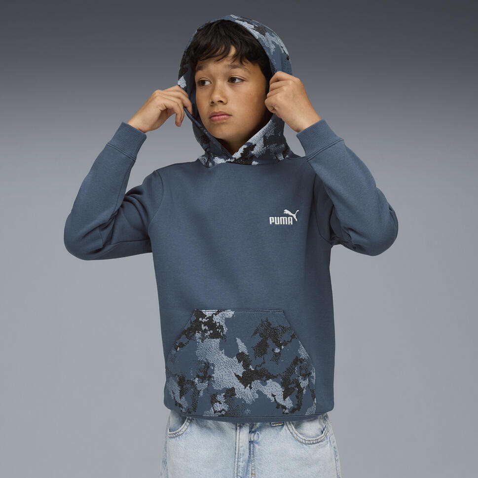 Młodzieżowa bluza z kapturem Essentials Camo PUMA Dark Indigo Blue