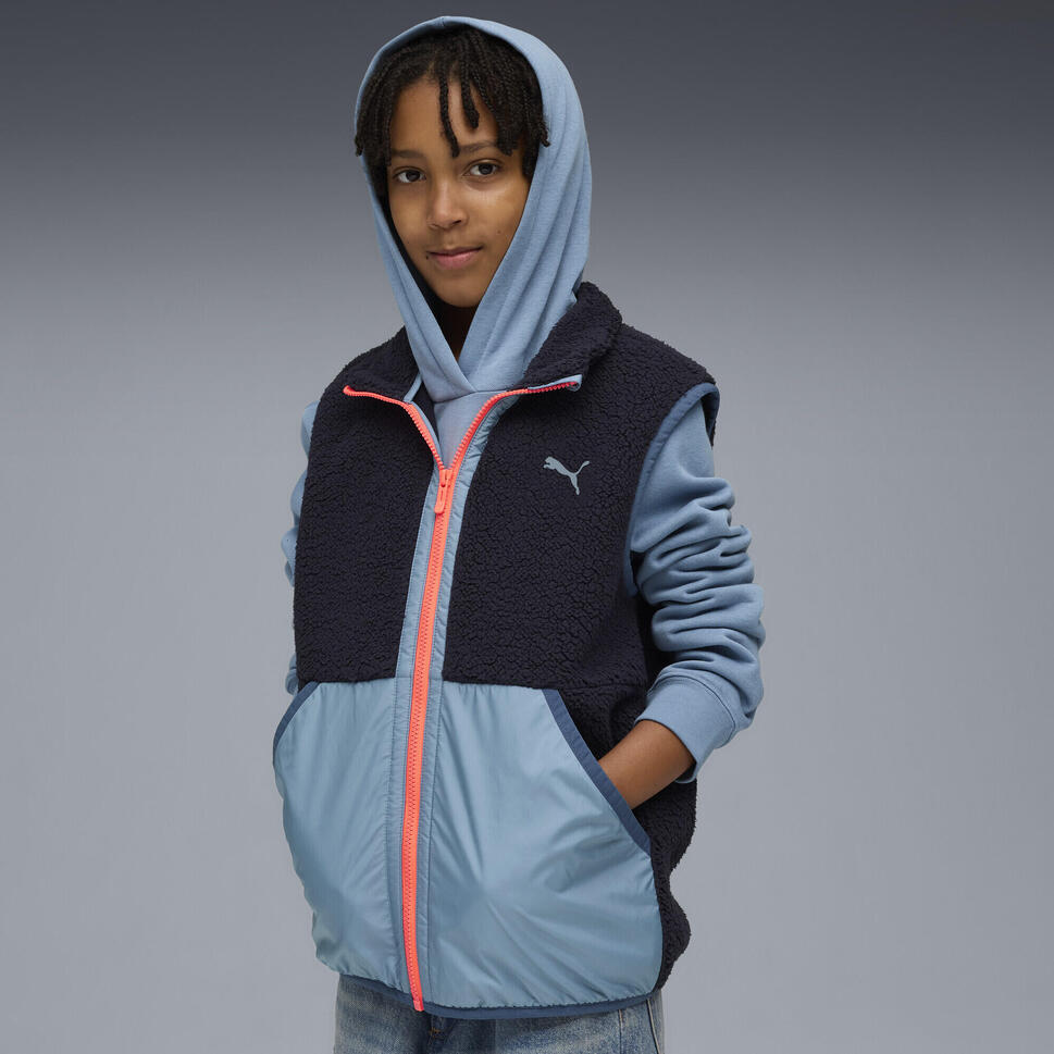 Młodzieżowa kamizelka hybrydowa z dzianiny typu baranek PUMA New Navy Blue