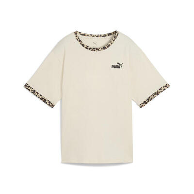 Essentials Animal-Print Relaxed T-Shirt Damen PUMA Alpine Snow White
