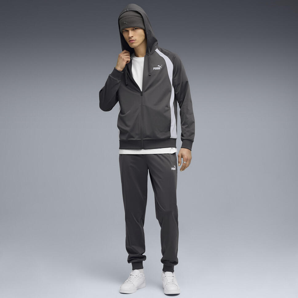 Męski dres z poliestru z kapturem PUMA Dusky Gray