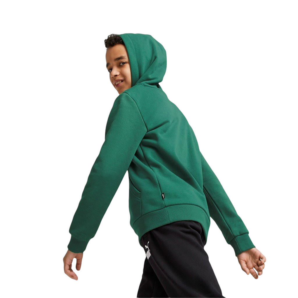 BLUZA DZIECIĘCA SPORTOWA Z KAPTUREM BAWEŁNIANA ZIELONA PUMA ESS+ 2/5