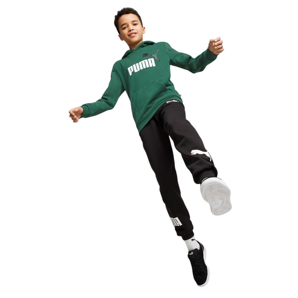 BLUZA DZIECIĘCA SPORTOWA Z KAPTUREM BAWEŁNIANA ZIELONA PUMA ESS+ 5/5