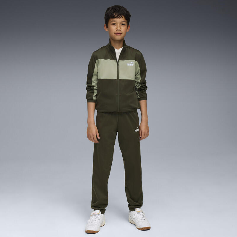Młodzieżowy dres PUMA z poliestru z blokami kolorów PUMA Dark Olive Green