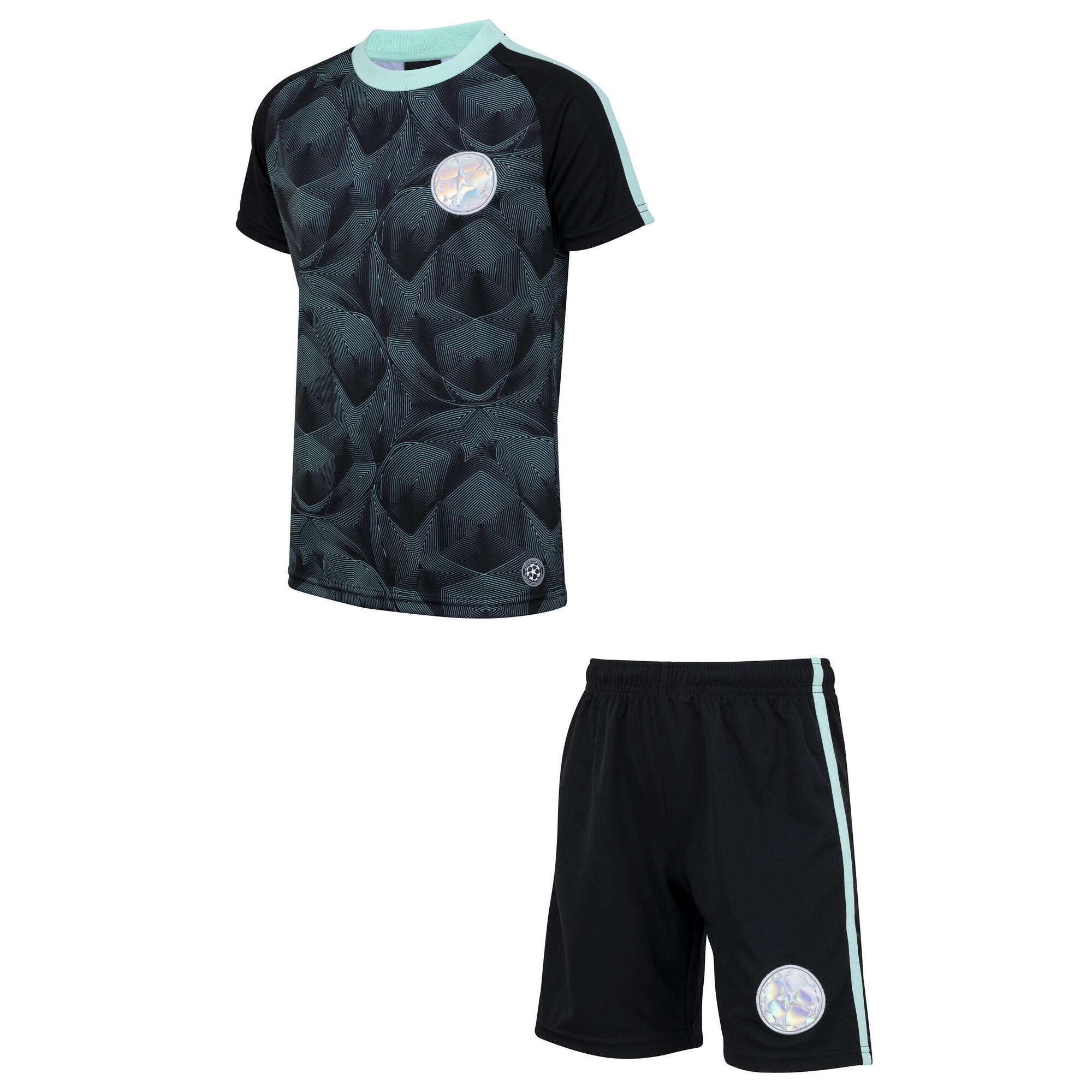Champions League - Ensemble Maillot Short Champions League - Ligue Des Champions De Football - Maillot Manches Courtes - Noir - Decathlon