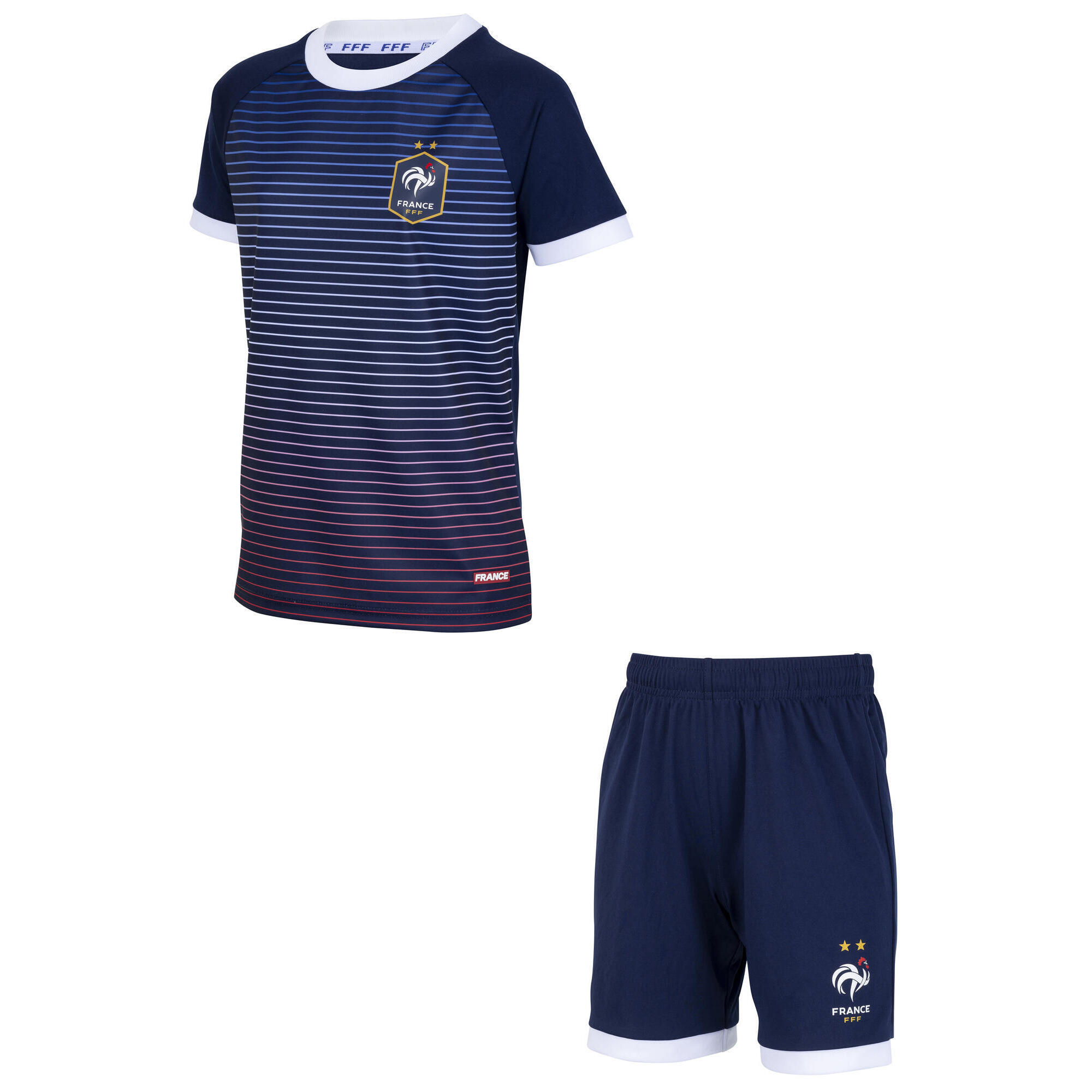 Fff - Ensemble Maillot Short Fff - Equipe De France De Football - Maillot Manches Courtes - Bleu - Decathlon