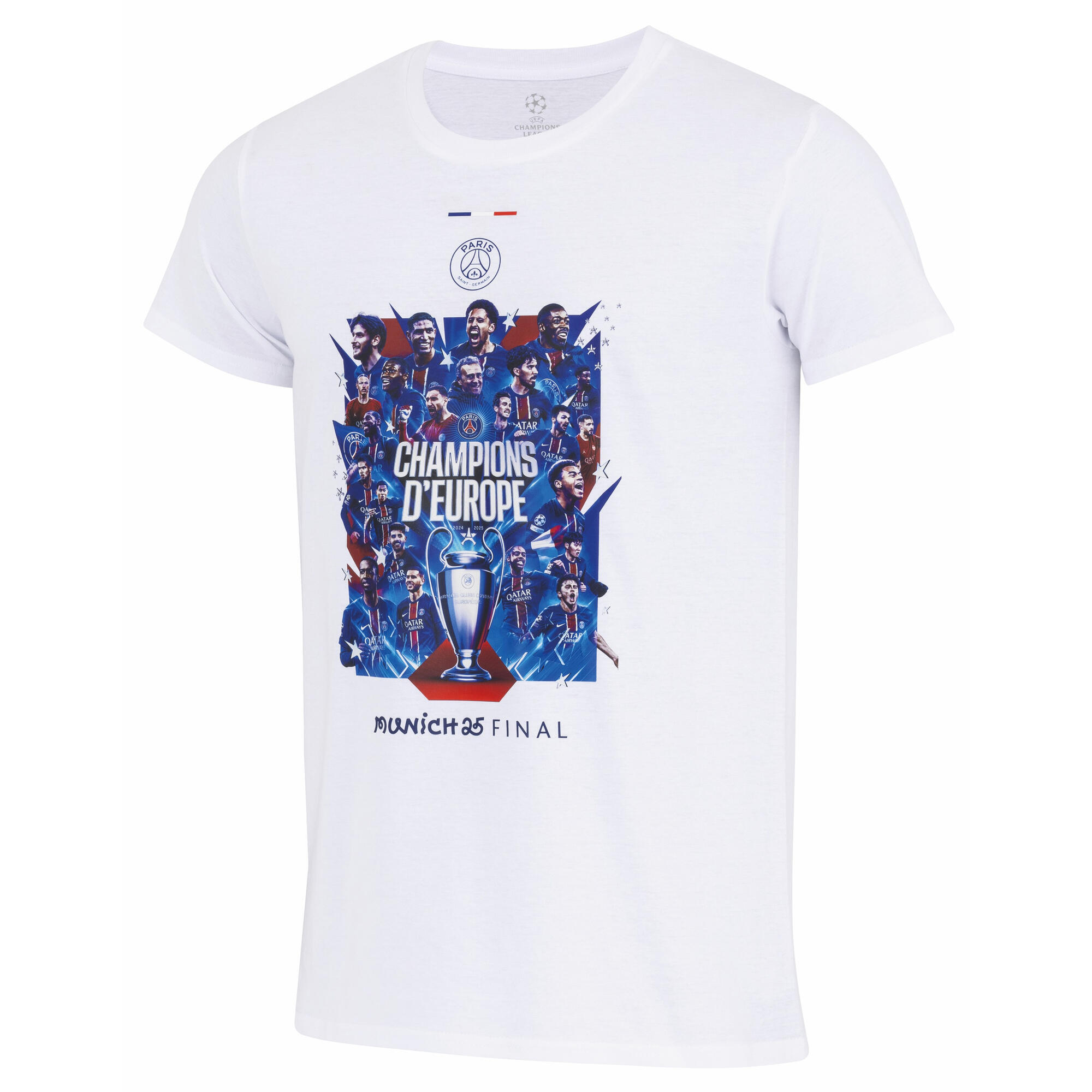 Paris Saint Germain - T-shirt Psg Homme - Champions 2025  Paris Saint-germain - T-shirt Manches Courtes - Blanc - Decathlon