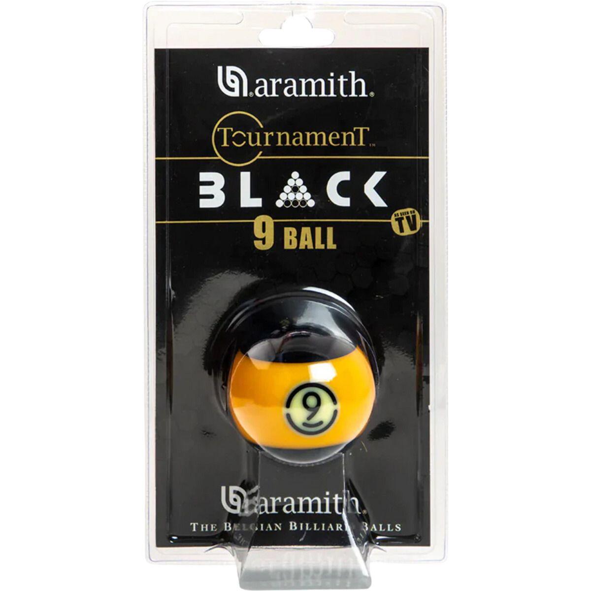 Aramith Tournament Black 9-Ball Einzelball schwarz/gelb 57,2mm 2/2