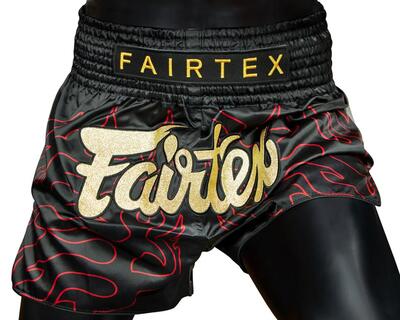Shorts - muay thai - unisex - bs1920 lava - hoge zijsplit - zwart/goud