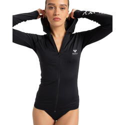 Lycra manches longues zippé avec capuche NEW ESSENTIALS Noir Femme