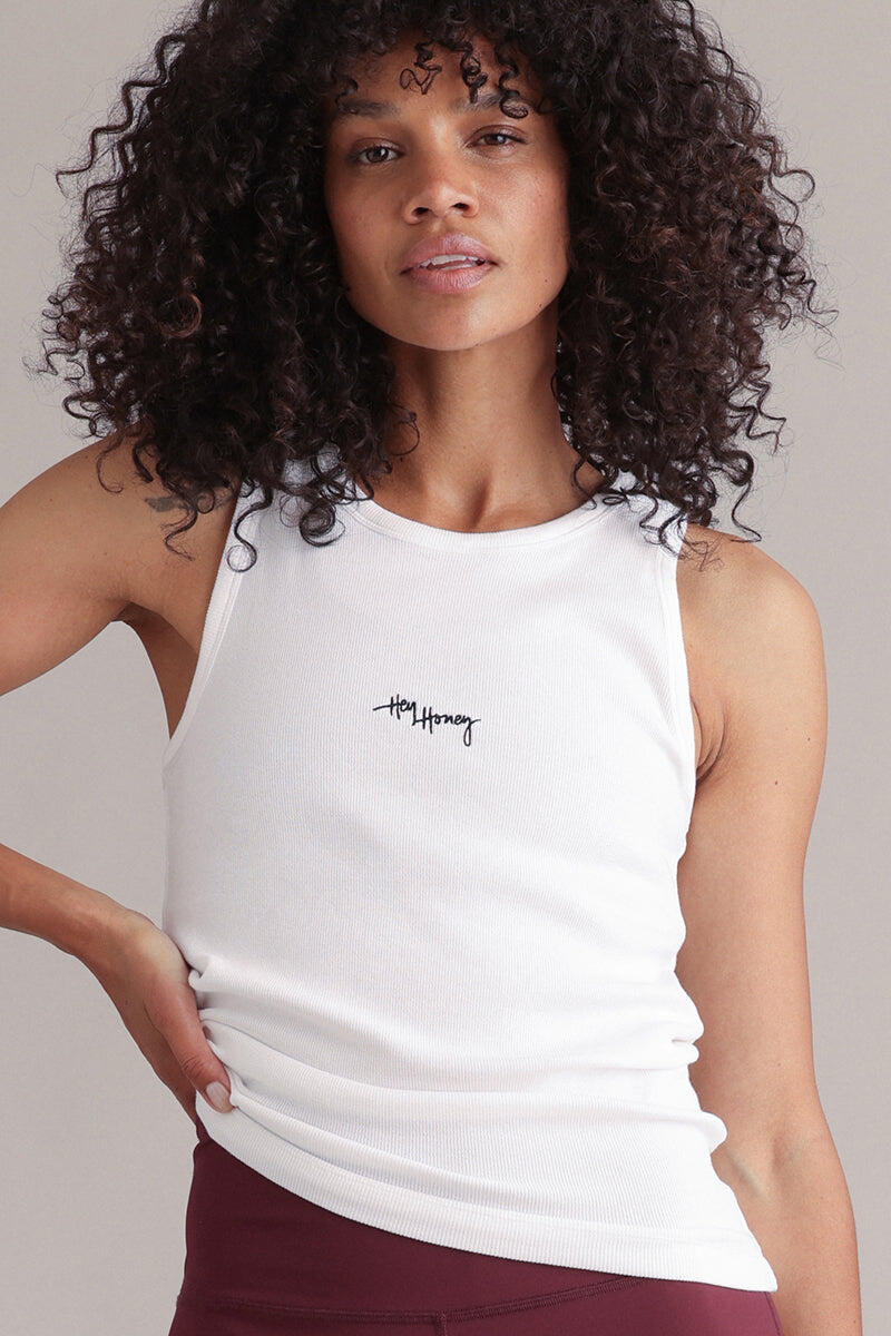 Hey Honey - Rib Tank White Klassisches Rippendesign aus weicher Baumwolle 5/5