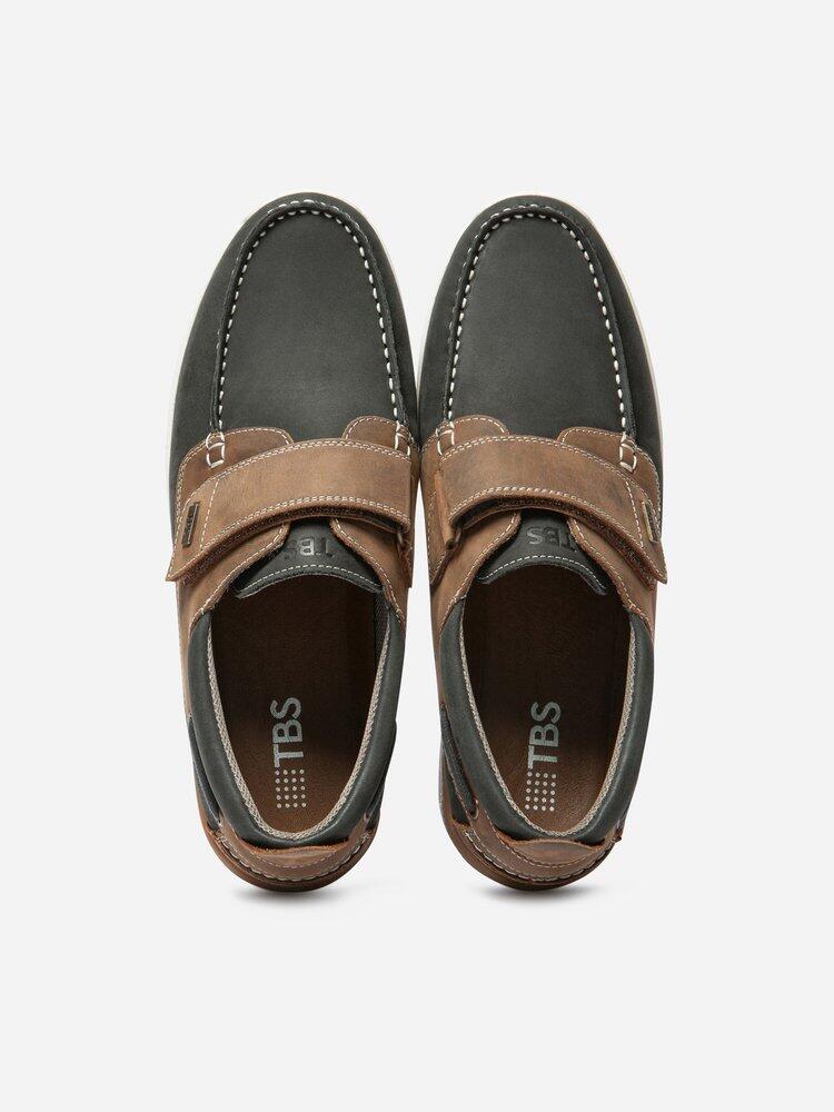 Chaussures bateau Homme MATVELC Marine/Cognac à fermeture velcro 3/7