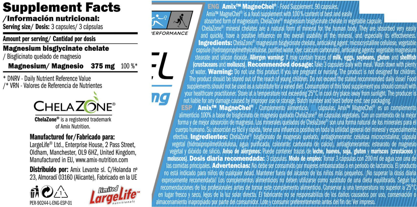 MagneChel (Bisglicinato di magnesio) - 210 capsule vegetali Amix Performance 3/4