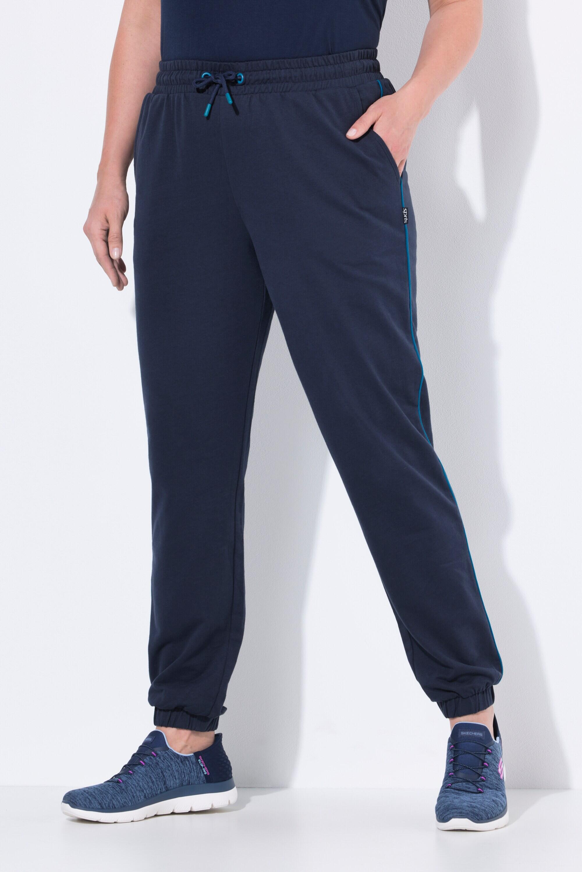 ULLA POPKEN Plus-Size Women's Jogging Pants Fleece Blue 80% Cotton