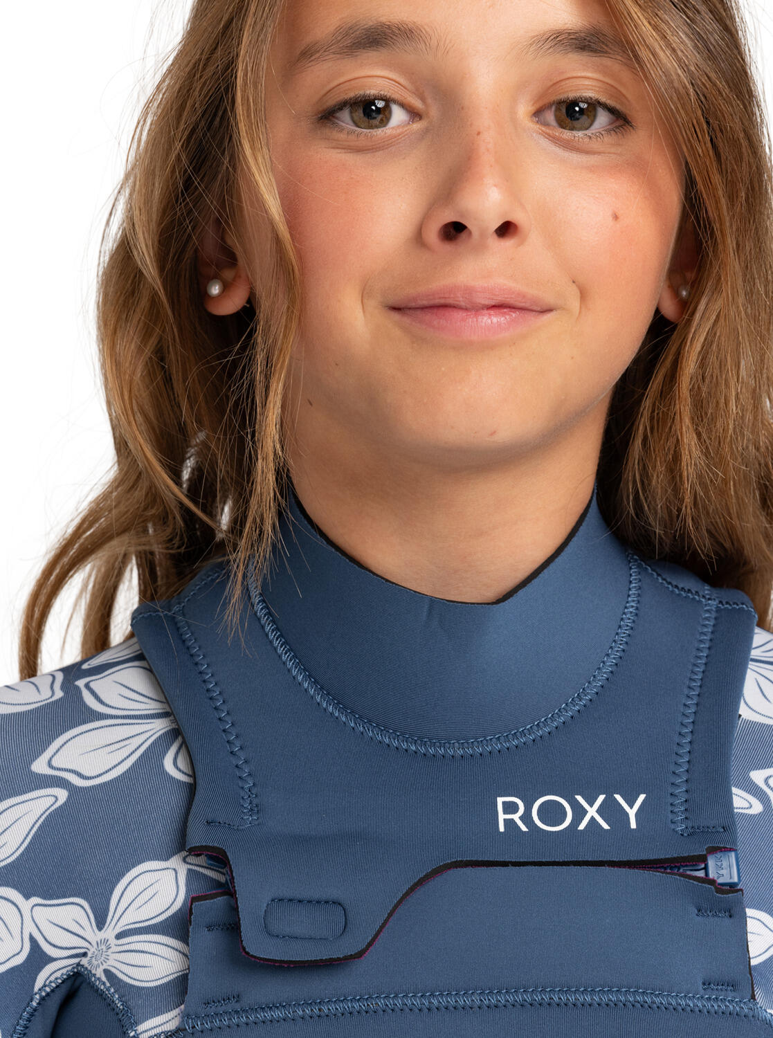 Chest-Zip-Neoprenanzug 3/2MM SWELL SERIES Blau Mädchen 8-16 3/4