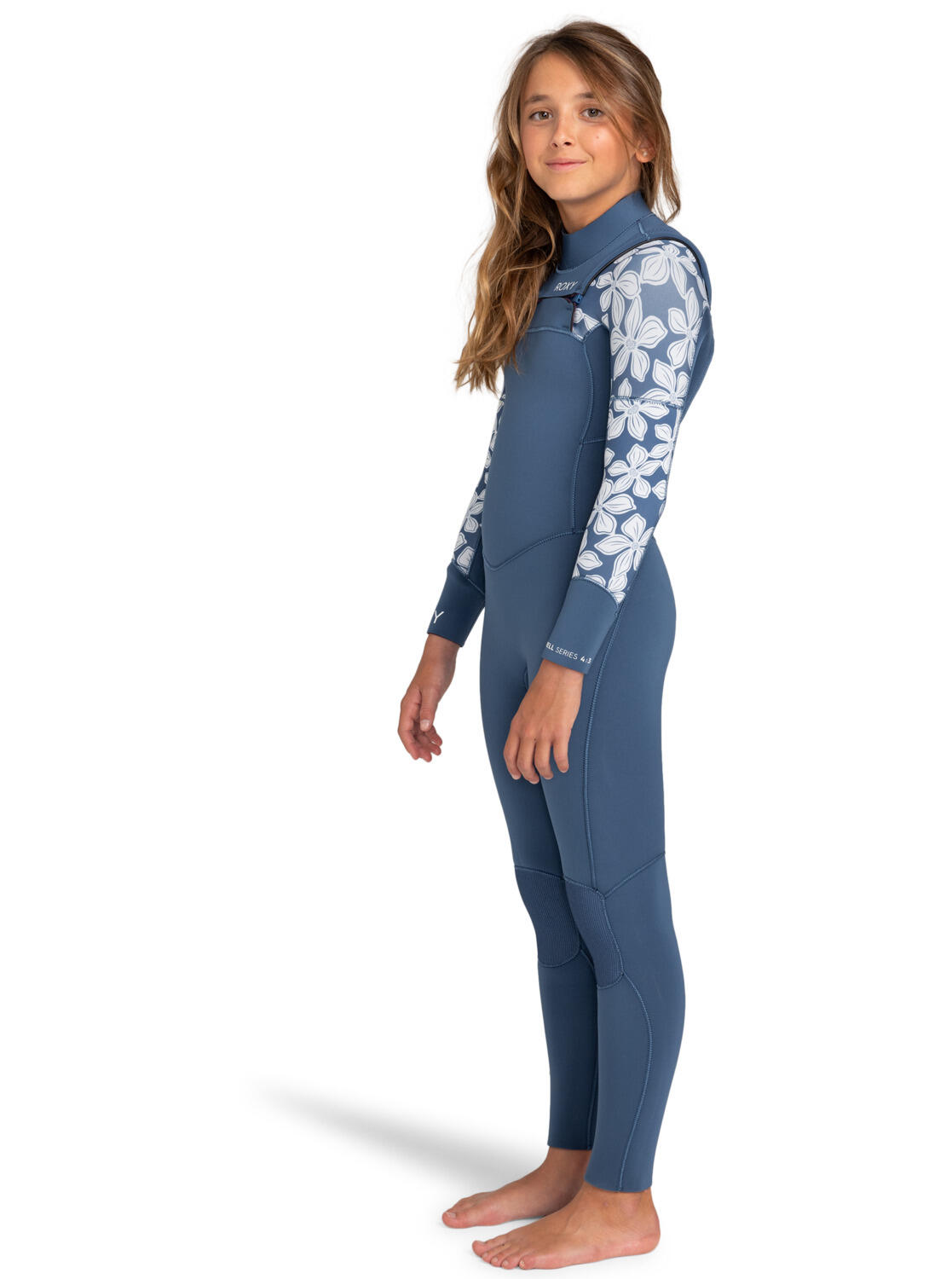 Chest-Zip-Neoprenanzug 3/2MM SWELL SERIES Blau Mädchen 8-16 2/4