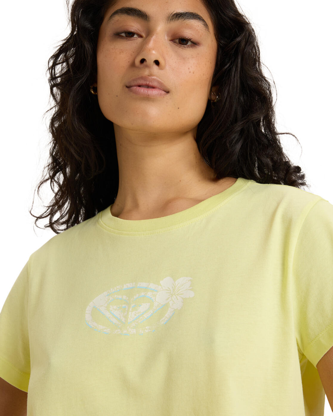 T-shirt manches courtes sérigraphié PEOPLE SPEAK Vert Femme 3/4