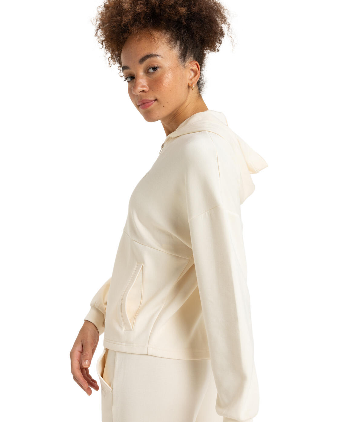 Sudadera con Capucha y Cremallera RISE & VIBE SWEET Beige Mujer 4/4