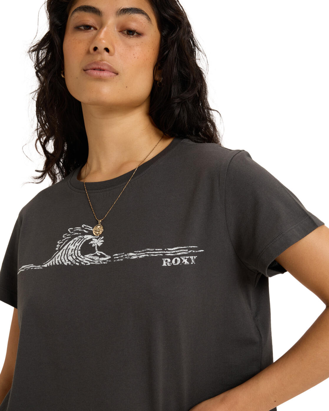 T-shirt manches courtes sérigraphié PEOPLE SPEAK Noir Femme 4/4