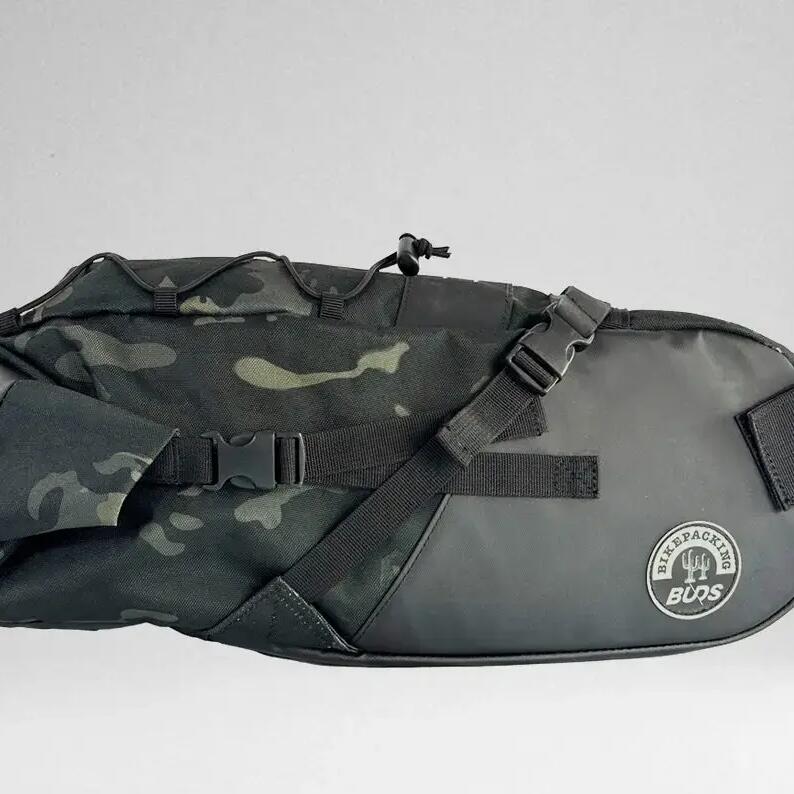 Waterproof 15L Bikepacking Saddle Bag – Black/Camo