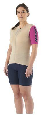 Mavic Essential Damen Kurzarm-Trikot Beige/Rosa. 3/6