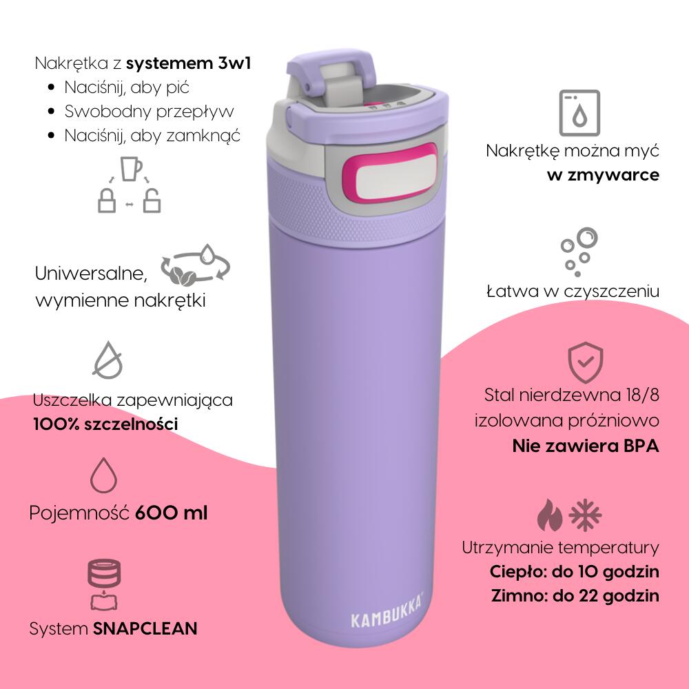 Kambukka Elton Insulated 600 ml Digital Lavender Insulated bottle 2/9