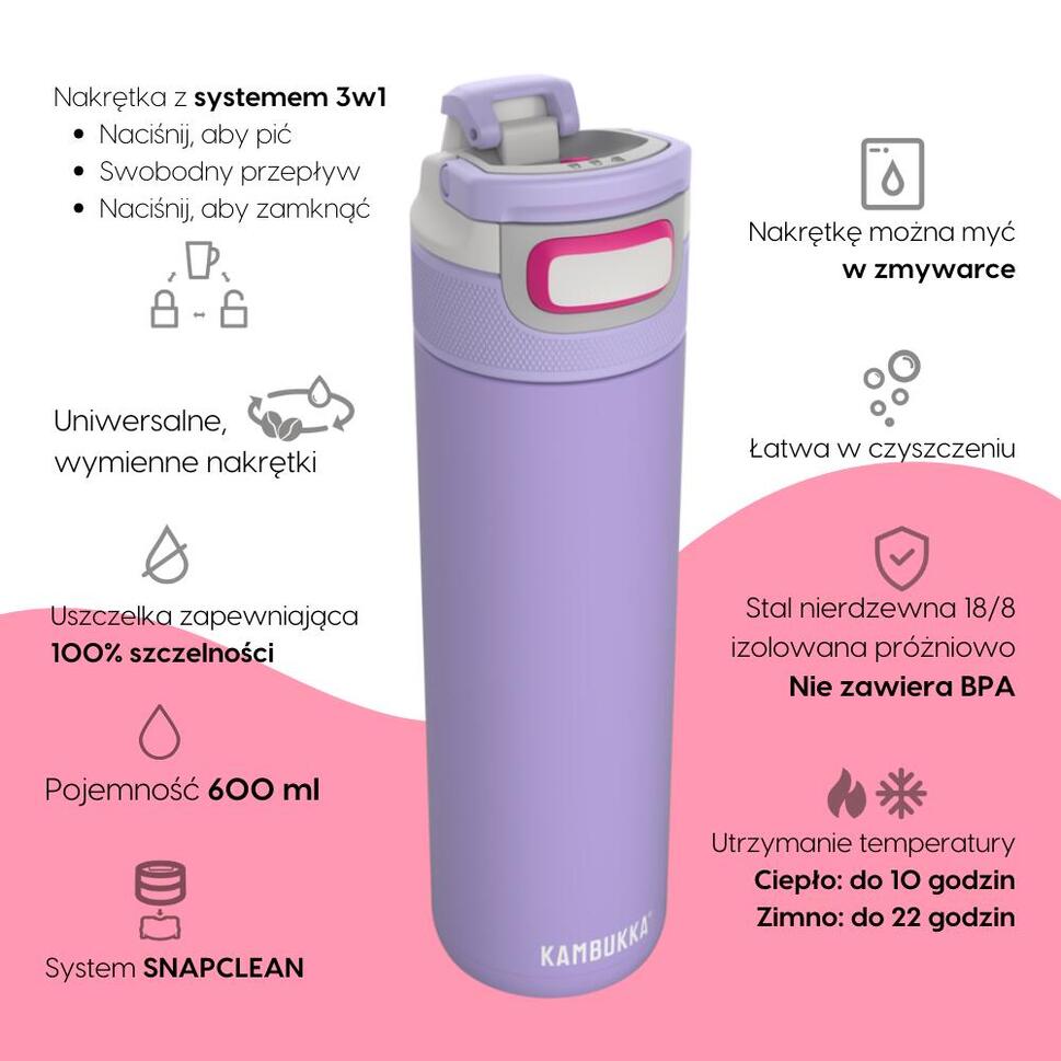 Butelka termiczna termos Kambukka Elton Insulated 600ml Digital Lavender