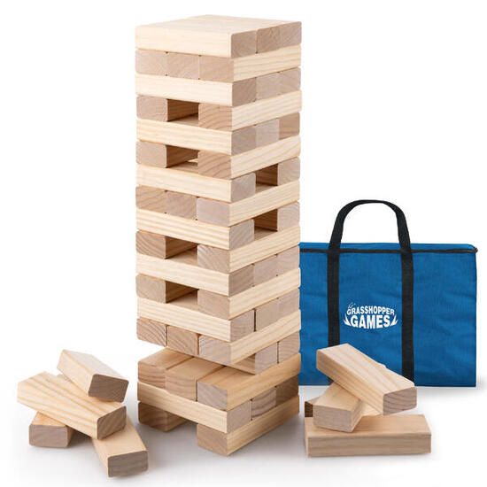 Grasshopper Games Giant Stack ‘N’ Fall, Classic Stacking Timber Game, Wooden